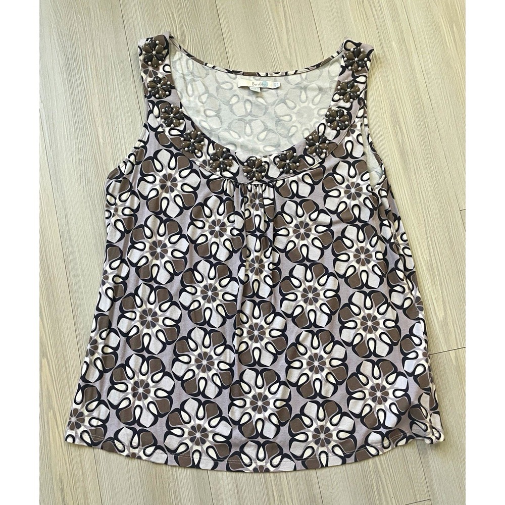 Boden Women's Sleeveless Scoop Neck Beaded Knit Stretch Tank Top US 14